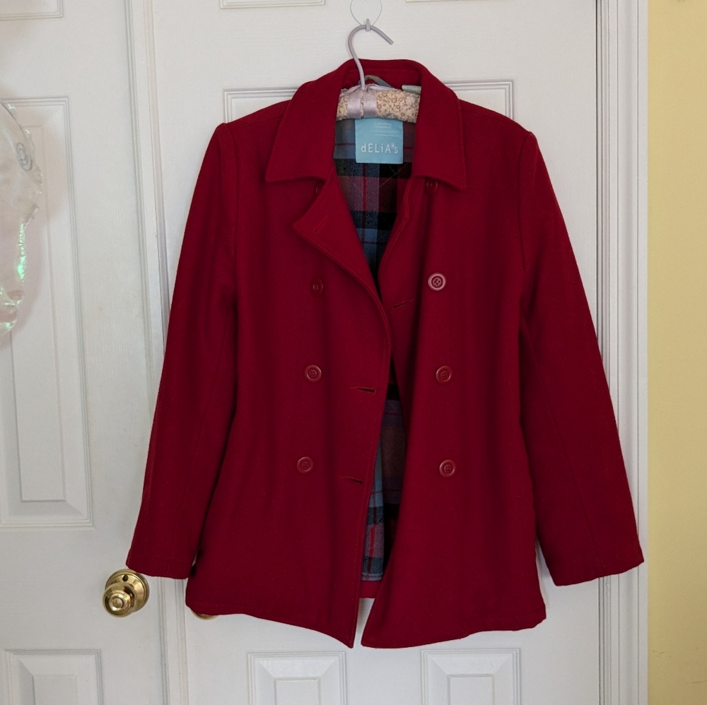 Vintage Delia's Red Pea Coat